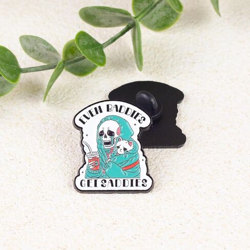 Even Get Saddies Skeleton Enamel Pins, Funny Skeleton Cat Crying Meme Badges Brooch, Mental Health Awareness Badges, Anxiety Depressed Brooches, Gift For Sad Girl, Emotional Therapist Gift, Emotional Support Decorative Pin Jewelry Accessories in Saudi Arabia