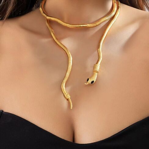 Medusa Costume Women Gold Silver Black Snake Necklace Adjustable Punk Bracelet Choker Flexible Snake Bracelets Halloween Witch Accessorie Jewelry in Kuwait