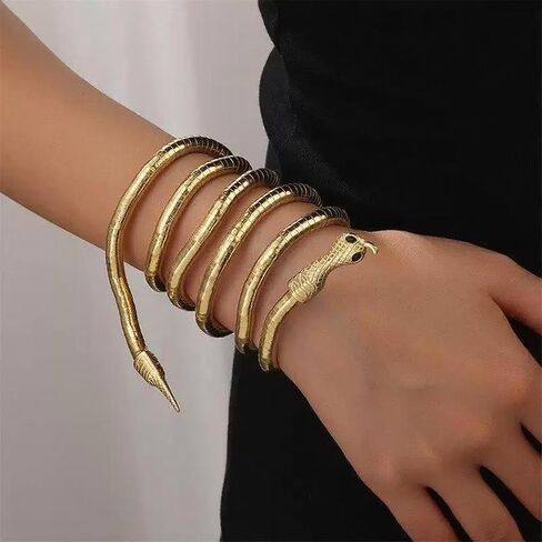 Medusa Costume Women Gold Silver Black Snake Necklace Adjustable Punk Bracelet Choker Flexible Snake Bracelets Halloween Witch Accessorie Jewelry in Kuwait