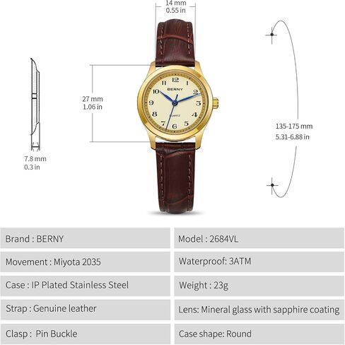 BERNY Dainty Gold Watches for Women Small Women's Wrist Watch Vintage Easy Reader Watch in Saudi Arabia