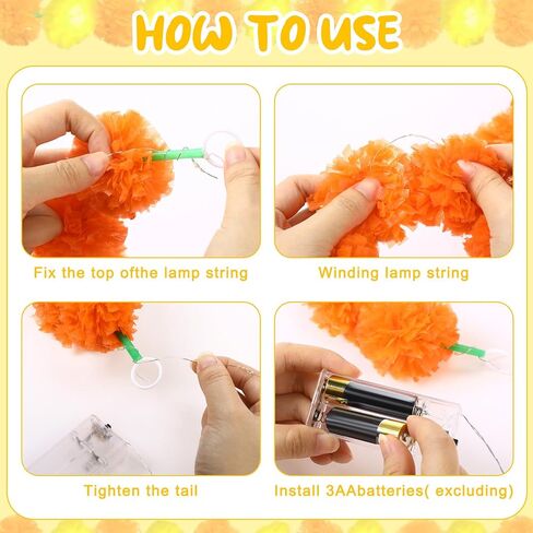 43 Pcs Diwali Decorations for Home Diwali Rangoli Floor Stickers Marigold Garland Artificial Marigold Flowers with Stem Flameless Votive Candles Diya Indian Gifts for Entrance Wall Door Porch in Saudi Arabia