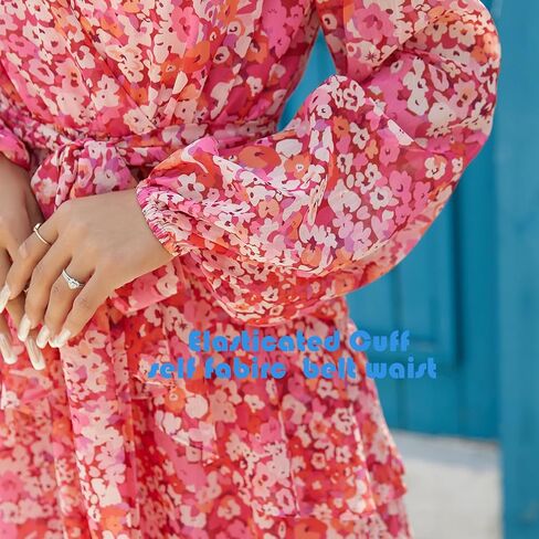 فساتين شيفون بأكمام طويلة وطبعة ملفوفة من الأمام، فساتين ربيعية وصيفية in Kuwait