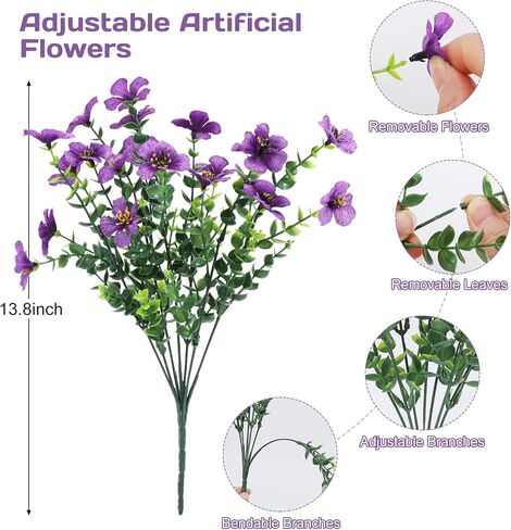 12 Bouquets Artificial Daisy Flowers, Purple Pink Fake Plants for Home Decor - Indoor Outdoor Patio Office Wedding Centerpieces, UV Resistant & Low Maintenance (Yellow) in Saudi Arabia