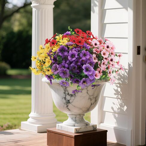 12 Bouquets Artificial Daisy Flowers, Purple Pink Fake Plants for Home Decor - Indoor Outdoor Patio Office Wedding Centerpieces, UV Resistant & Low Maintenance (Yellow) in Saudi Arabia