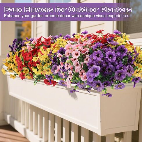 12 Bouquets Artificial Daisy Flowers, Purple Pink Fake Plants for Home Decor - Indoor Outdoor Patio Office Wedding Centerpieces, UV Resistant & Low Maintenance (Yellow) in Saudi Arabia