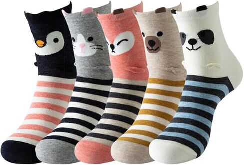 5PC women's cute dog cat funny novel casual cotton socks in Kuwait