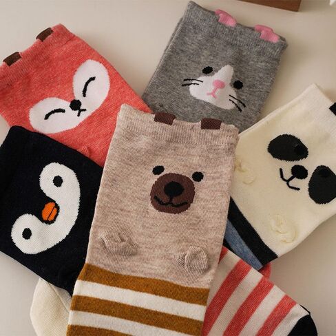 5PC women's cute dog cat funny novel casual cotton socks in Kuwait