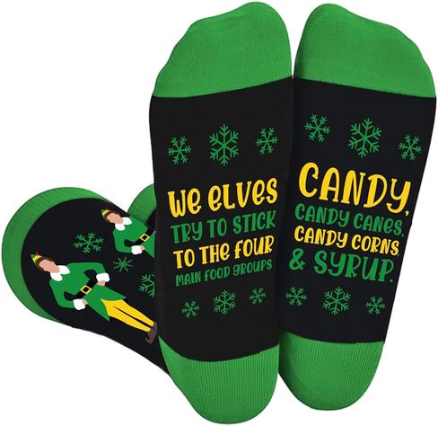 جوارب Buddy The Elf Christmas للنساء والرجال، جوارب مضحكة للعطلات، جوارب كرتونية محبوكة دافئة للشتاء in Kuwait