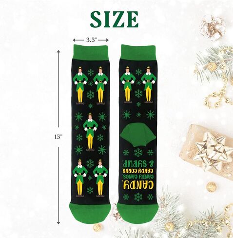 جوارب Buddy The Elf Christmas للنساء والرجال، جوارب مضحكة للعطلات، جوارب كرتونية محبوكة دافئة للشتاء in Kuwait