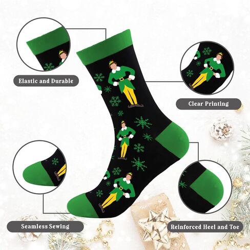 جوارب Buddy The Elf Christmas للنساء والرجال، جوارب مضحكة للعطلات، جوارب كرتونية محبوكة دافئة للشتاء in Kuwait