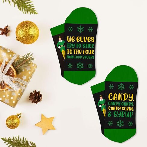 جوارب Buddy The Elf Christmas للنساء والرجال، جوارب مضحكة للعطلات، جوارب كرتونية محبوكة دافئة للشتاء in Kuwait