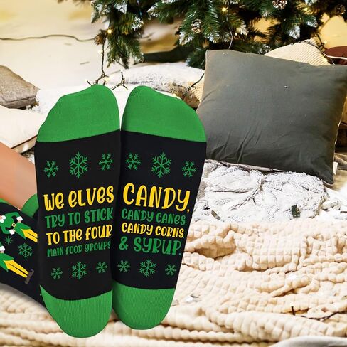 جوارب Buddy The Elf Christmas للنساء والرجال، جوارب مضحكة للعطلات، جوارب كرتونية محبوكة دافئة للشتاء in Kuwait