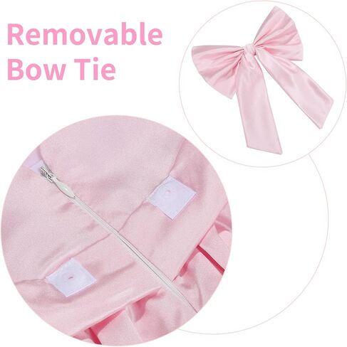 Flower Girl Dress Satin V-Back Flutter Sleeve Pageant Communion Bowknot for Wedding Birthday Guest Party Gown in Kuwait