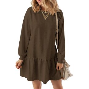 KISSMODA Womens Sweatshirt Dress Fall Long Sleeve Pullover Tops Patchwork Casual Mini Dresses in Saudi Arabia