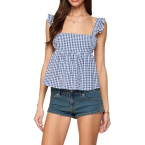Women Teens Y2k Babydoll Tank Top Lace Trim V Neck Ruffle Flowy Crop Cami Top Summer Preppy Clothes Streetwear in Saudi Arabia