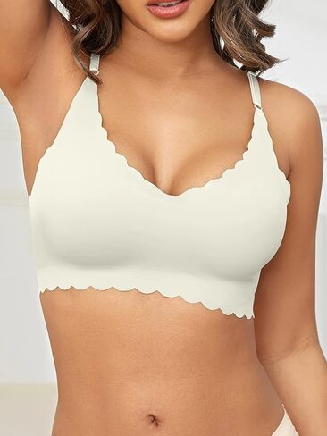 Women's Solid Color Wavy Edge Wireless Bra Stylish Underwear Sexy and Comfortable in Saudi Arabia