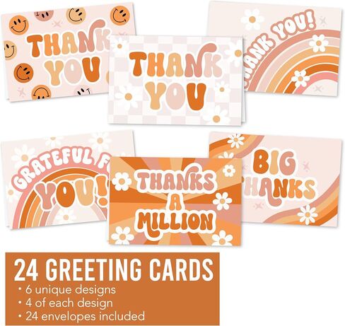 54 Retro Bulk Thank You Cards And Envelopes - Wedding Thank You Cards With Envelopes Bulk, Baby Shower Thank You Card, Teacher Thank You Card Bulk, Graduation Thank You Notes With Envelopes Set in Kuwait