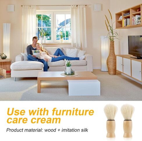 2pcs Furniture Salve for Leather, Wooden Furniture Oil Brush with Comfortable Handle Durable Salve Brushing Tool for Leather Wood, Protect & Avoid Scratches in Saudi Arabia
