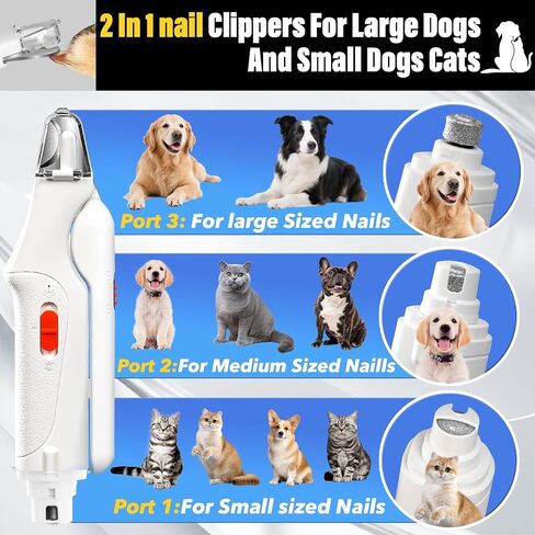 Dog Nail Grinder and Clipper with Quick Sensor- New 2 in 1 Pet Nail Trimmer for Dogs and Cats, Strong and Quiet Low Vibration Electric Nail Grinder Rechargeable Small Medium Large Breed in Kuwait