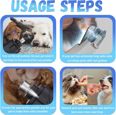 Dog Nail Grinder and Clipper with Quick Sensor- New 2 in 1 Pet Nail Trimmer for Dogs and Cats, Strong and Quiet Low Vibration Electric Nail Grinder Rechargeable Small Medium Large Breed in Kuwait