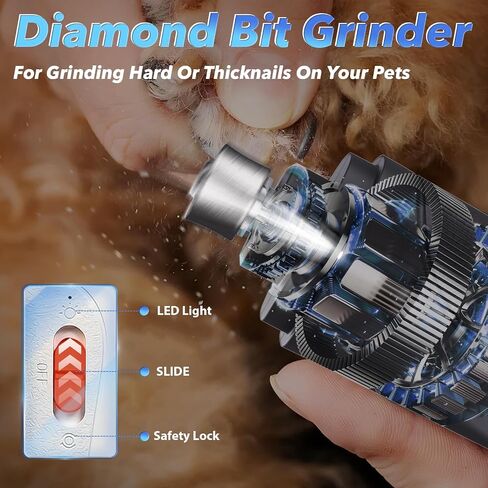 Dog Nail Grinder and Clipper with Quick Sensor- New 2 in 1 Pet Nail Trimmer for Dogs and Cats, Strong and Quiet Low Vibration Electric Nail Grinder Rechargeable Small Medium Large Breed in Kuwait
