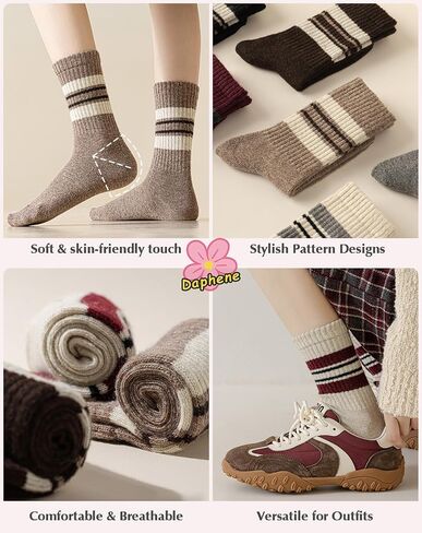 Daphene Womens Trendy Cute Wool Socks | Winter Thick Warm Holiday Gifts | Cartoon Design Comfortable Non-Slip | Multi-Color in Saudi Arabia