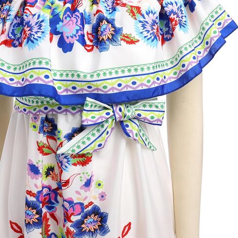 OBEEII Mexican Dress for Women Off Shoulder Floral Summer Maxi Dress Fiesta Casual Sundress in Kuwait