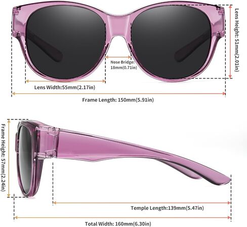 GEGURI Fit Over Glasses Polarized Sunglasses for Women & Men, Stylish Cat Eye Design Sun Glasses 100% UV Protection in Saudi Arabia