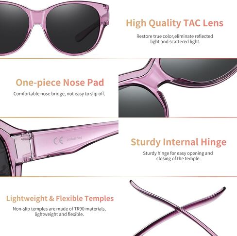 GEGURI Fit Over Glasses Polarized Sunglasses for Women & Men, Stylish Cat Eye Design Sun Glasses 100% UV Protection in Saudi Arabia
