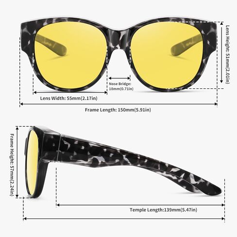 GEGURI Fit Over Glasses Polarized Sunglasses for Women & Men, Stylish Cat Eye Design Sun Glasses 100% UV Protection in Saudi Arabia