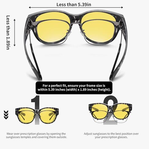 GEGURI Fit Over Glasses Polarized Sunglasses for Women & Men, Stylish Cat Eye Design Sun Glasses 100% UV Protection in Saudi Arabia