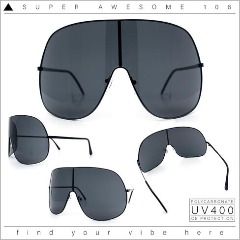 نظارات شمسية ذات حافة معدنية منحنية مقاس XXL كبيرة الحجم in Kuwait