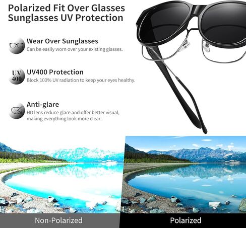 نظارات شمسية مستقطبة تناسب أكثر من GEGURI للنساء والرجال، نظارات شمسية أنيقة بتصميم عين القطة حماية 100% من الأشعة فوق البنفسجية in Kuwait