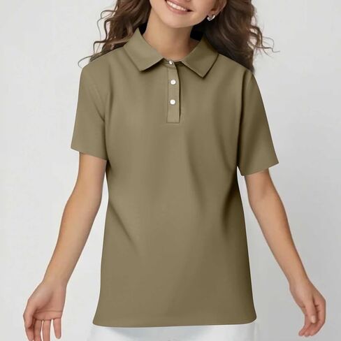 Girls' Polo Shirts Short Sleeve School Uniform Classic Soft Top in Kuwait