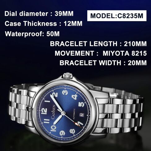 CADISEN Watch Men Automatic Mechanical Stainless Steel Genuine Waterproof Business Wristwatch in Saudi Arabia