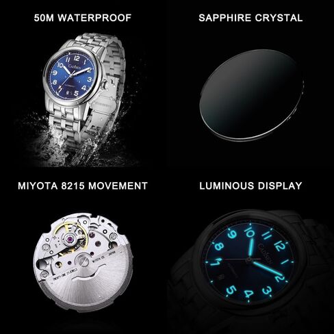 CADISEN Watch Men Automatic Mechanical Stainless Steel Genuine Waterproof Business Wristwatch in Saudi Arabia