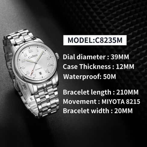 CADISEN Watch Men Automatic Mechanical Stainless Steel Genuine Waterproof Business Wristwatch in Saudi Arabia