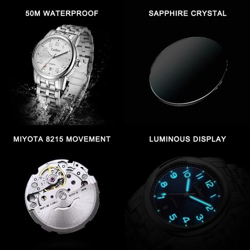 CADISEN Watch Men Automatic Mechanical Stainless Steel Genuine Waterproof Business Wristwatch in Saudi Arabia