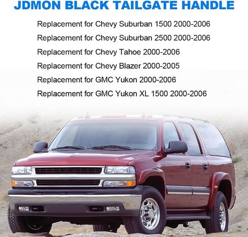 JDMON استبدال مقبض الباب الخلفي الناعم الأسود لسيارة Chevy Tahoe Blazer Suburban 1500 2500 GMC Yukon XL 2000-2006 استبدال مقبض الباب الخلفي الخارجي لGM1915123 15750911 19299935 in Saudi Arabia