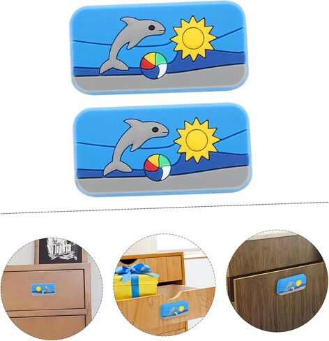 VILLCASE 4Pcs Cartoon Printed Rubber Drawer Pull Handles Fun Cabinet Knobs for Boys and Girls Rooms Colorful Door Pulls for Wardrobe and Furniture Accessories in Saudi Arabia