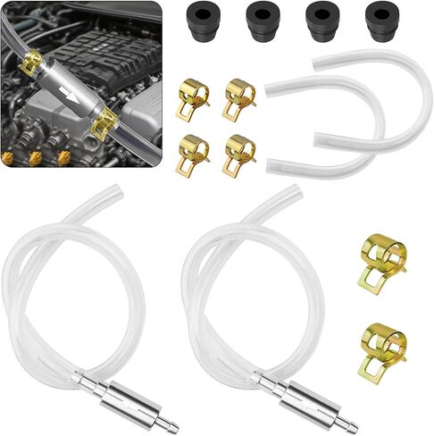 طقم خرطوم نازف الفرامل مكون من قطعتين - أداة نزف الفرامل الهيدروليكية للدراجات النارية والسيارات مع صمام فحص في اتجاه واحد، وغطاء فوهة ومشبك - نازف سائل الفرامل العالمي للسيارات والدراجات وأنظمة القابض in Kuwait