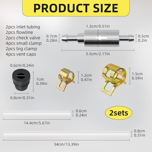 طقم خرطوم نازف الفرامل مكون من قطعتين - أداة نزف الفرامل الهيدروليكية للدراجات النارية والسيارات مع صمام فحص في اتجاه واحد، وغطاء فوهة ومشبك - نازف سائل الفرامل العالمي للسيارات والدراجات وأنظمة القابض in Kuwait