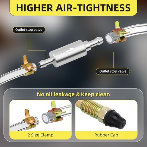 طقم خرطوم نازف الفرامل مكون من قطعتين - أداة نزف الفرامل الهيدروليكية للدراجات النارية والسيارات مع صمام فحص في اتجاه واحد، وغطاء فوهة ومشبك - نازف سائل الفرامل العالمي للسيارات والدراجات وأنظمة القابض in Kuwait