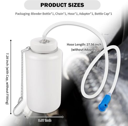 Car 1L Brake Bleeder Bottle Kit,Essential One Man Brake Bleeder Kit Includes Brakes Bleed Bottle/27.56" Bleeders Hose/Adapter/Chain,Universal Brakes Fluid Bleeders Kits for Most Car in Saudi Arabia