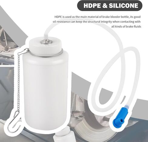 Car 1L Brake Bleeder Bottle Kit,Essential One Man Brake Bleeder Kit Includes Brakes Bleed Bottle/27.56" Bleeders Hose/Adapter/Chain,Universal Brakes Fluid Bleeders Kits for Most Car in Saudi Arabia