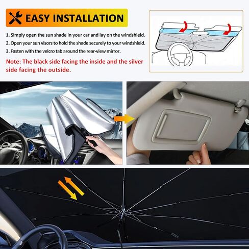 مظلة D-Lumina Winshield Sun Shade Umbrella لـ 2015-2023 Dodge Challenger، مظلة سيارة قابلة للطي، غطاء ظل للنافذة الأمامية للأشعة فوق البنفسجية وحماية من حرارة الشمس، ملحقات داخلية للسيارات in Saudi Arabia