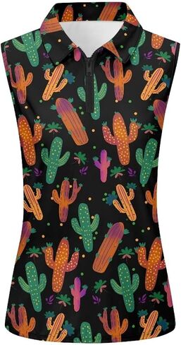 Golf Shirt Women Sleeveless, Soft Women Sleeveless Golf Shirt, Zip Tank Tops Polo Shirts for Summer in Saudi Arabia
