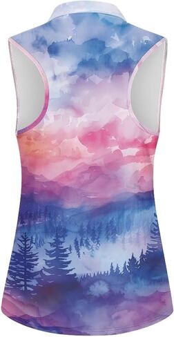 Golf Shirt Women Sleeveless, Soft Women Sleeveless Golf Shirt, Zip Tank Tops Polo Shirts for Summer in Saudi Arabia