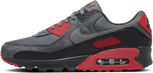 حذاء Nike Air Max 90 للرجال (DM0029-007، أسود/رمادي حديدي/أحمر ناري/رمادي دخاني) مقاس 8 in Saudi Arabia
