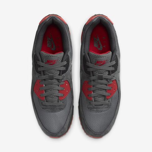 حذاء Nike Air Max 90 للرجال (DM0029-007، أسود/رمادي حديدي/أحمر ناري/رمادي دخاني) مقاس 8 in Saudi Arabia